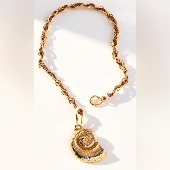 Gold Shell Charm Chain Necklace - By Anthropologie - NWT - Picture 1 of 4